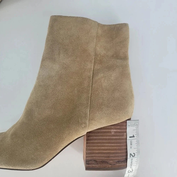 J.Crew Sadie Tan Suede round toe stacked Heeled Ankle Booties boots 8.5 - Picture 13 of 14